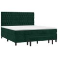 vidaXL Posteľný rám boxsping s matracom tmavozelený 180x200 cm zamat