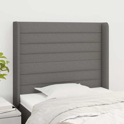 vidaXL Čelo postele so záhybmi tmavosivé 103 x 16 x 118/128 cm látka