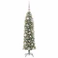 vidaXL Umelý chudý vianočný strom Zelená a biela 120 cm