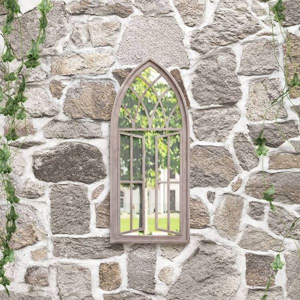 vidaXL Záhradné zrkadlo pieskové 70x30 cm exteriérové železo