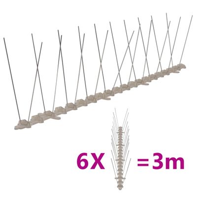 vidaXL Hroty proti vtákom, plast, 2 rady, sada 6 ks 3 m