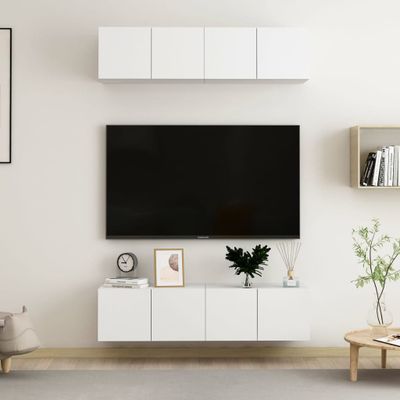 vidaXL TV skrinky 4 ks, biele 60x30x30 cm, kompozitné drevo