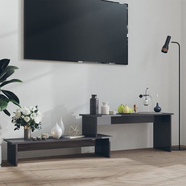 vidaXL TV skrinka, lesklá sivá 180x30x43 cm, kompozitné drevo
