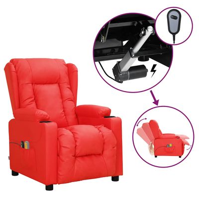 vidaXL Elektrické masážne kreslo červené umelá koža
