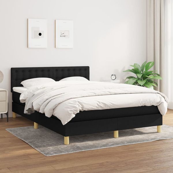 vidaXL Boxspring posteľ s matracom čierny 140x190 cm látka