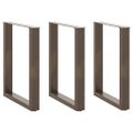 vidaXL Nohy k jedálenskému stolu v tvare U, 3 ks, prírodná oceľ, 70 x (72-73) cm, oceľ