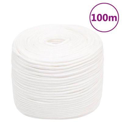 vidaXL Lodné lano biele 10 mm 100 m polypropylén