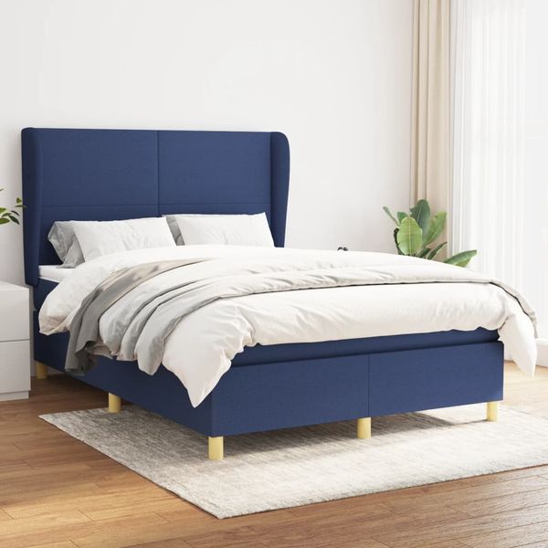 vidaXL Boxspring posteľ s matracom modrý 140x190 cm látka