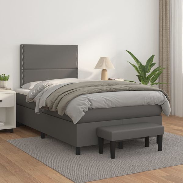 vidaXL Boxspring posteľ s matracom sivá 120x200 cm umelá koža