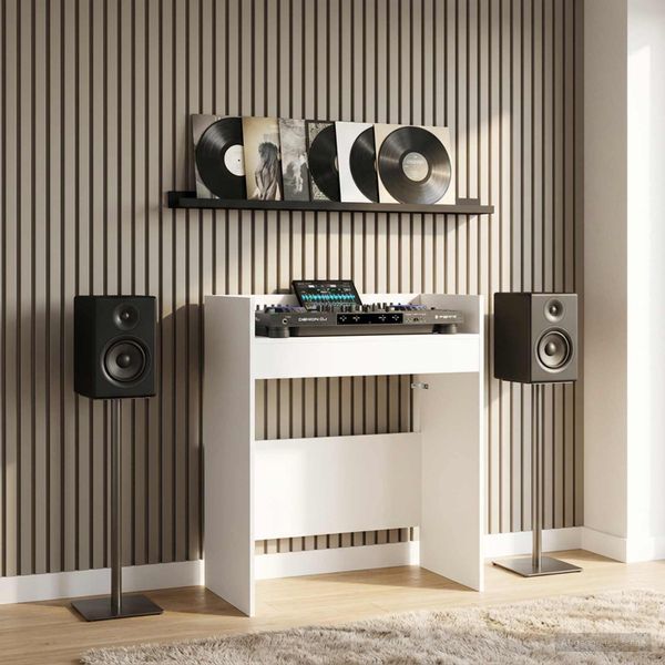 vidaXL DJ stôl Biela 102 x 45 x 102 cm Kompozitné drevo