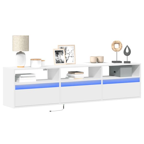 vidaXL TV nástenná skrinka s LED biela 180x31x45 cm