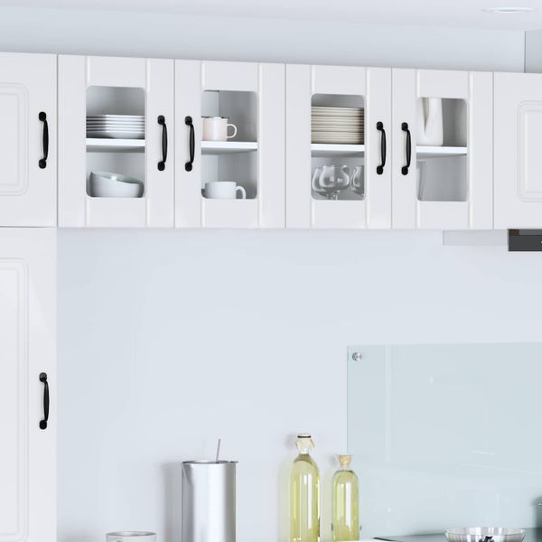 vidaXL Nástenný sklenený kabinet LUCCA 2 pcs Biela s vysokým leskom