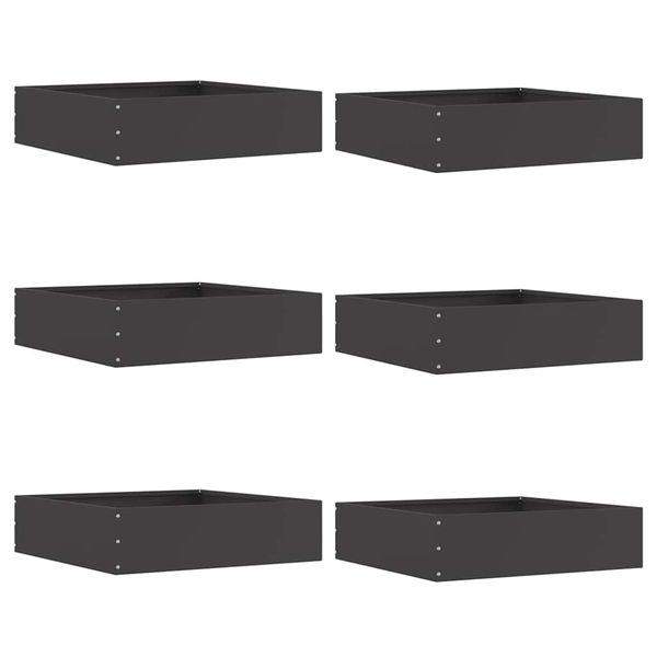 vidaXL Obrubník trávnika 6 pcs Čierna 50 x 50 x 13 cm Oceľ
