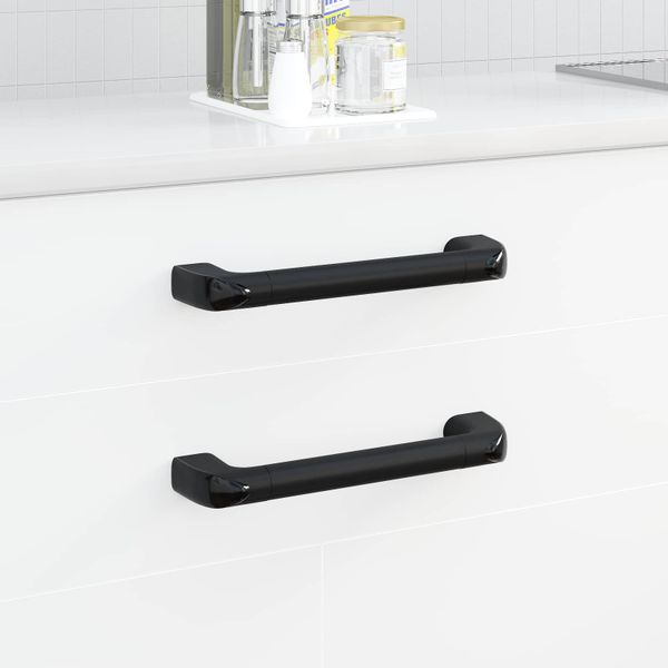 vidaXL rukoväť Jednofarebný 12 pcs Čierna 380 x 34 x 85 mm Hliník a PP