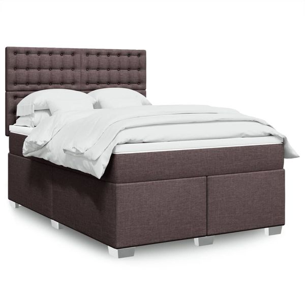 vidaXL Boxspring posteľ s matracom tmavohnedá 140x200 cm látka