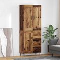 vidaXL Highboard Staré drevo 69,5 x 34 x 180 cm Kompozitné drevo