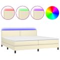 vidaXL Boxspring posteľ s matracom a LED krémová 200x200 cm umelá koža