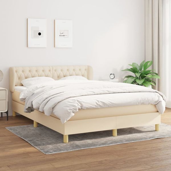 vidaXL Boxspring posteľ s matracom krémový 140x190 cm látka