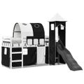 vidaXL Detská vyvýšená posteľ veža bielo-čierna 90x200 cm borovica