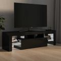 vidaXL TV skrinka s LED svetlami, lesklá čierna 140x36,5x40 cm