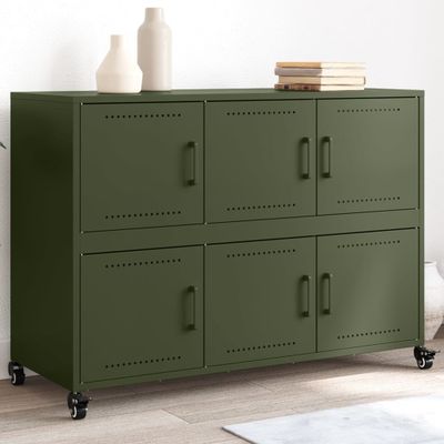 vidaXL Komoda olivovozelená 100,5x39x72 cm oceľ