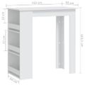 vidaXL Barový stôl+regál, biely 102x50x103,5 cm, kompozitné drevo