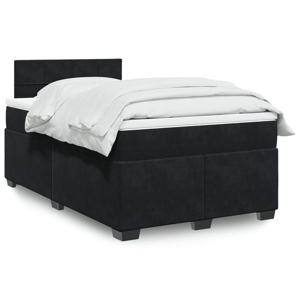 vidaXL Posteľný rám boxspring s matracom čierny 120x200 cm zamat