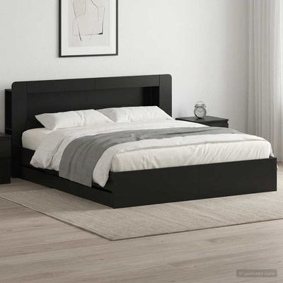 vidaXL Posteľový rám s úložným priestorom a čelom Čierna 180 x 200 cm