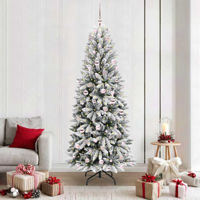 vidaXL Umelý vianočný stromček Biela 210 cm PVC a plast a oceľ a PE