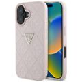 Guess Hardcase PU Zrnitý Horúci Stamp 4G Trojuholník Kovové Puzdro pre iPhone 16 6,1" Ružová