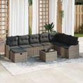 vidaXL Sada pohoviek 9 ks 8-Počet miest Sivá polyratan