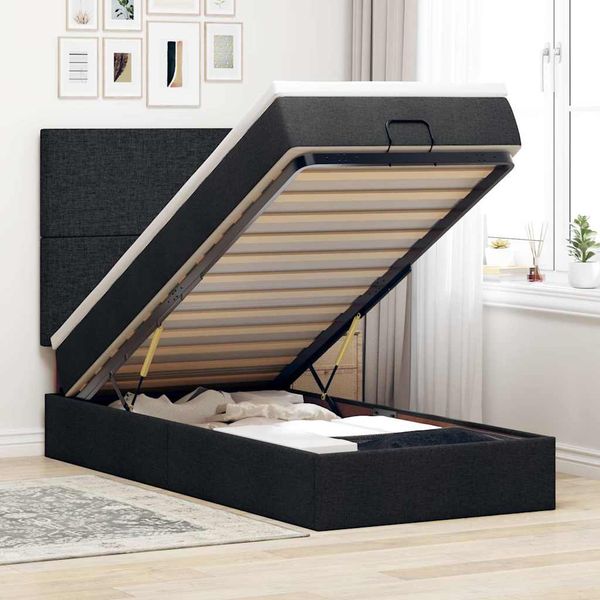 vidaXL Osmanský rám postele s matracom čierna 90x200 cm látka