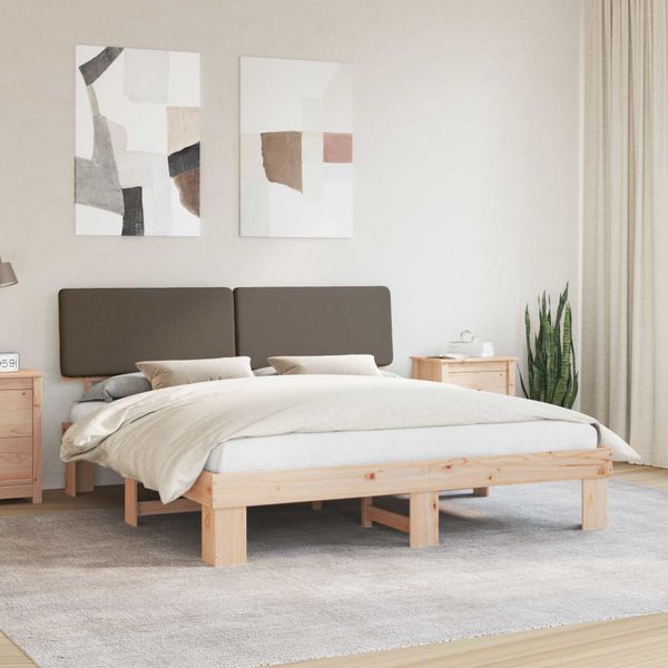 vidaXL Rám postele s čalúneným čelom Sivohnedá 180 x 200 cm