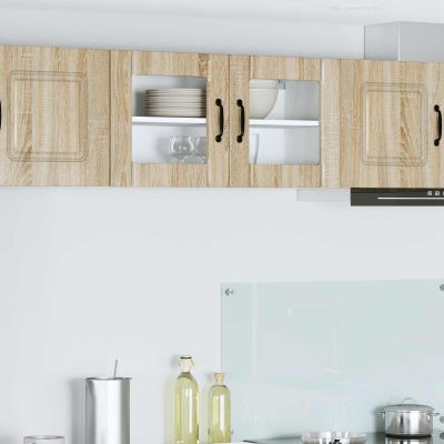 vidaXL Nástenný sklenený kabinet LUCCA Dub sonoma 80 x 31 x 40 cm