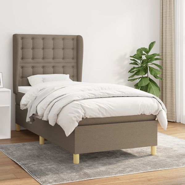 vidaXL Posteľný rám boxspring s matracom sivohnedý 90x190 cm látka