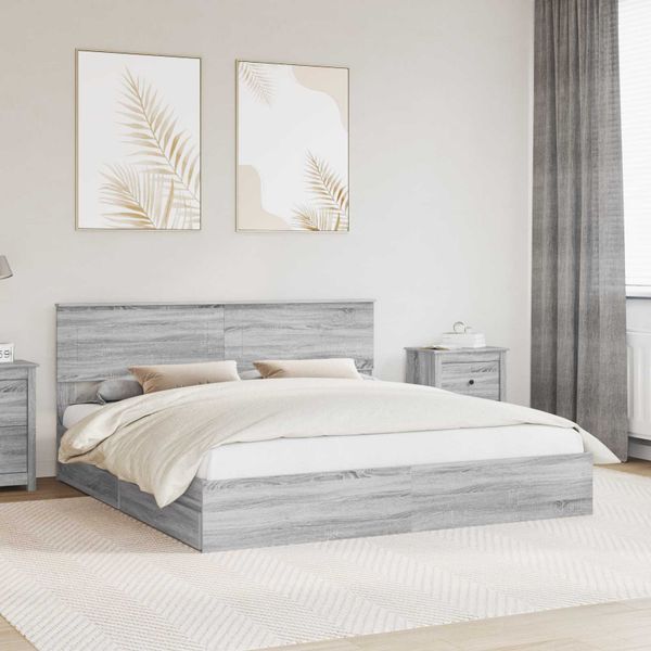 vidaXL Úložná posteľ Sivý Sonoma 180 x 200 cm Kompozitné drevo