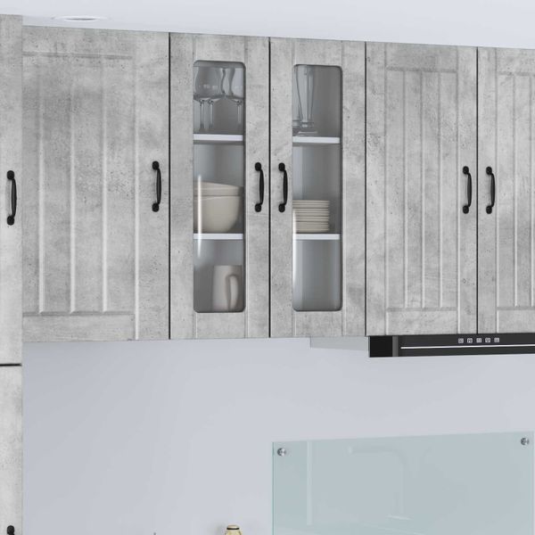 vidaXL Nástenný sklenený kabinet LUCCA Betónovo sivá 60 x 31 x 80 cm