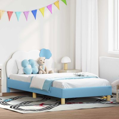 vidaXL Detský rám na posteľ s čelom Modrá 80 x 200 cm PU