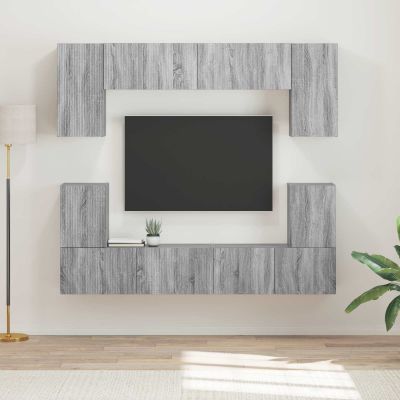vidaXL Zostava TV skriniek Nástenný 5 pcs Sivý Sonoma Kompozitné drevo