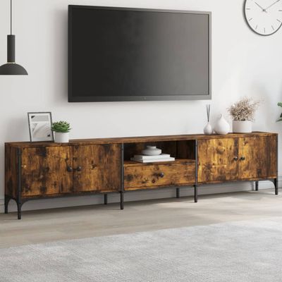 vidaXL TV skrinka so zásuvkou dymový dub 200x25x44 cm kompozitné drevo