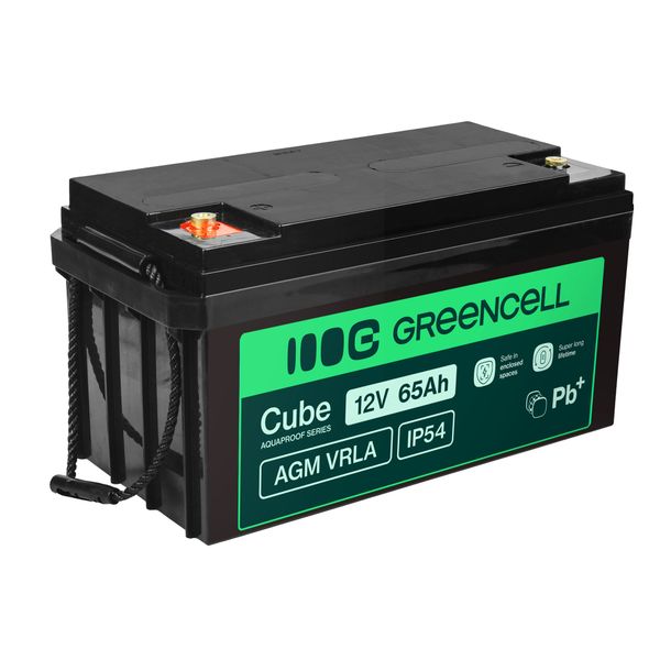 AGM12V65AH-J Green Cell Cube AGM VRLA IP54 12V 65Ah bezúdržbová batéria pre kosačky, skútre, lode a