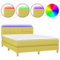 vidaXL Posteľ boxsping s matracom a LED zelená 140x190 cm látka