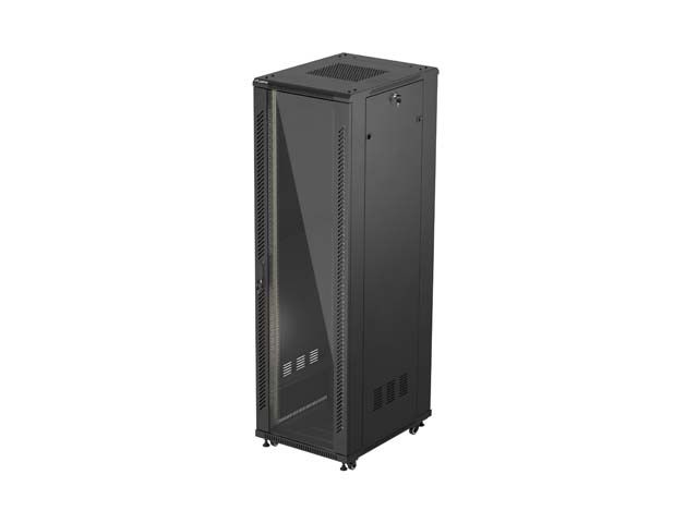 LANBERG 19'' VOĽNE STOJÚCA RACKOVÁ SKRIŇA 42U/600X800 (FLAT PACK) S PRESKLENÝMI DVERAMI ČIERNA