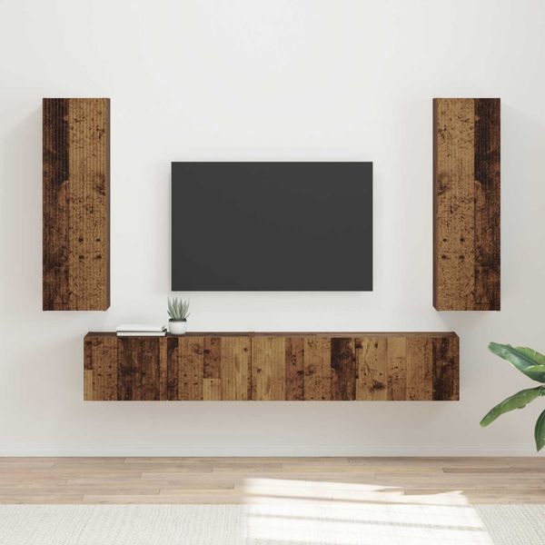 vidaXL Zostava TV skriniek Nástenný 3 pcs Staré drevo Kompozitné drevo