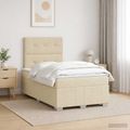 vidaXL LED boxspring posteľ s matracom Krémová 120 x 190 cm Látka