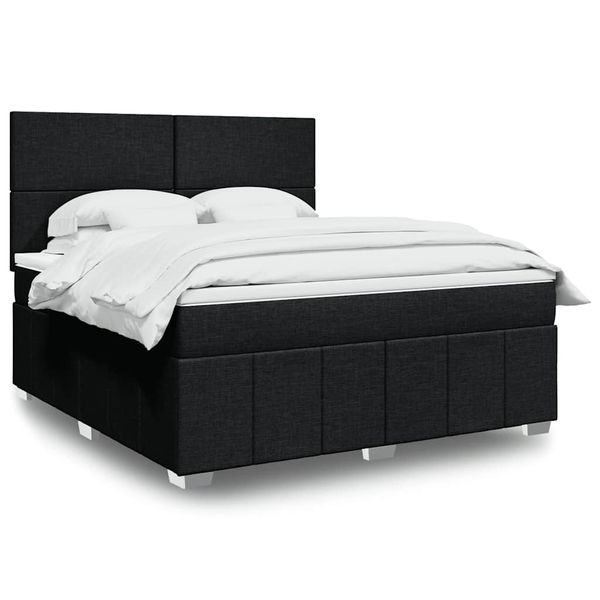 vidaXL Posteľný rám boxspring s matracom čierny 180x200 cm látka