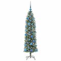 vidaXL Umelý chudý vianočný strom Zelená a biela 150 cm