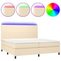 vidaXL Posteľ boxsping s matracom a LED krémová 200x200 cm látka