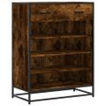vidaXL Skrinka na topánky, tmavý dub 75x38x97,5cm kompozitné drevo+kov