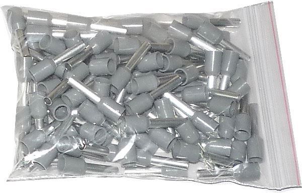 Dutinka na kábel 2,5mm2 sivá (E2512), balenie 100 ks